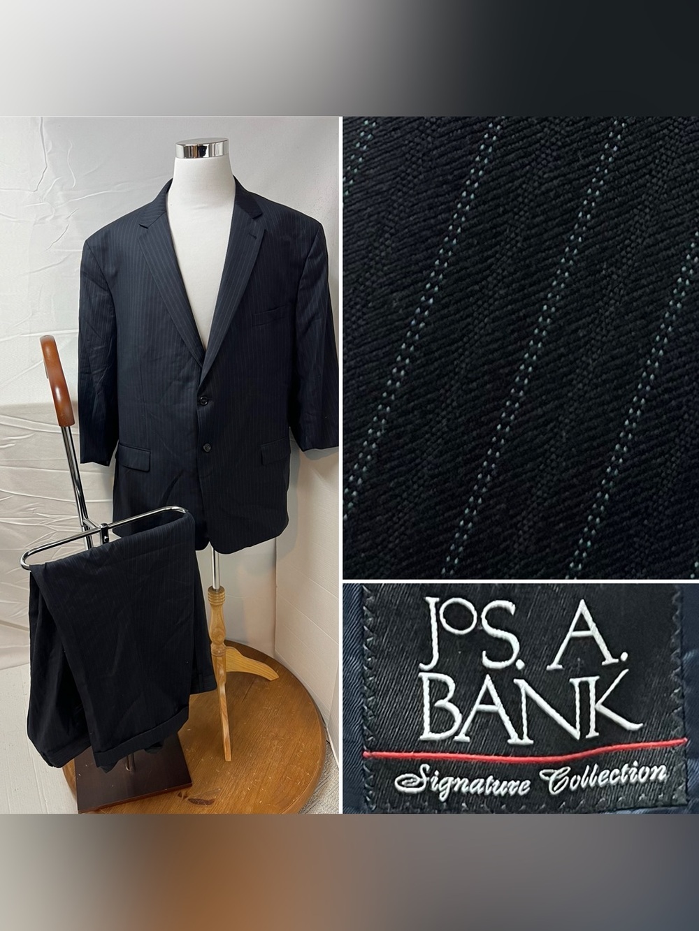 Jos. A. Bank Men's 56 Blazer 51x26 Pants Navy Blue Pinstripe Suit